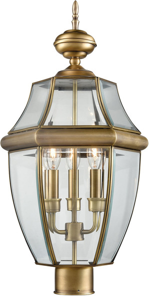  Thomas Lighting Post Mount Outdoor Lighting Antique Brass, Clear Glass Traditional