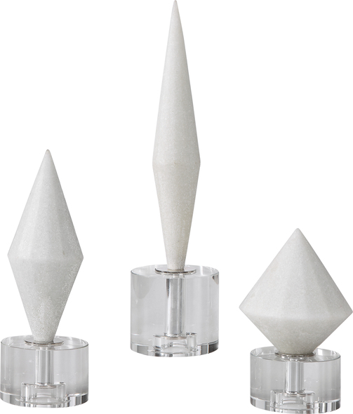  Uttermost Figurines & Sculptures Decorative Figurines and Statues Elegant White Diamonds Made Of Granulated Marble That Accurately Replicates The Look Of Thassos Marble Atop Crystal Bases. Sizes: Sm-5x7x5, Med-4x10x4, Lg-4x14x4