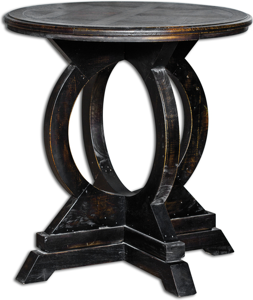  Uttermost Accent & End Tables Accent Tables Soft, Weathered Black Finish On Solid Mango Wood Circle Motif Base, With Rub-through Distressing On The Mindi Veneer Inlay Top. Matthew Williams