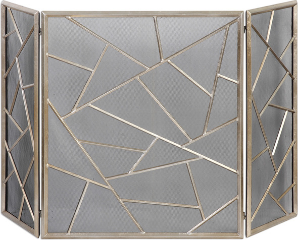  Uttermost Modern Fireplace Screen Fireplace Mantels and Accessores Lightly Antiqued Silver Leaf.