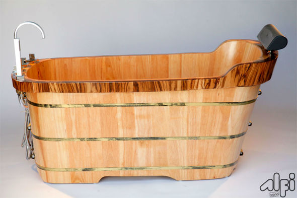 Alfi Tub Free Standing Bath Tubs Natural Wood Transitional
