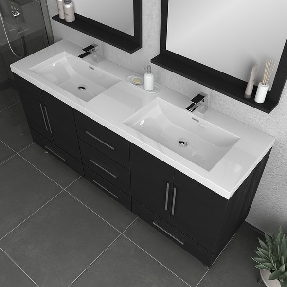 vanity sink with faucet Alya Vanity with Top Bathroom Vanities Black Modern