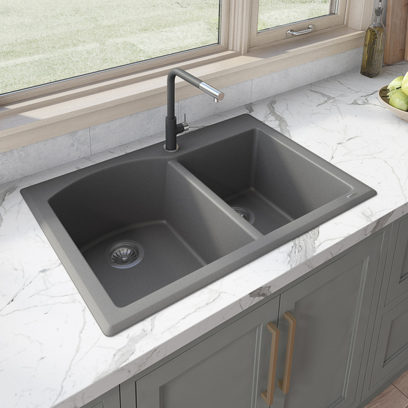 Ruvati Kitchen Sink Double Bowl Sinks Urban Gray
