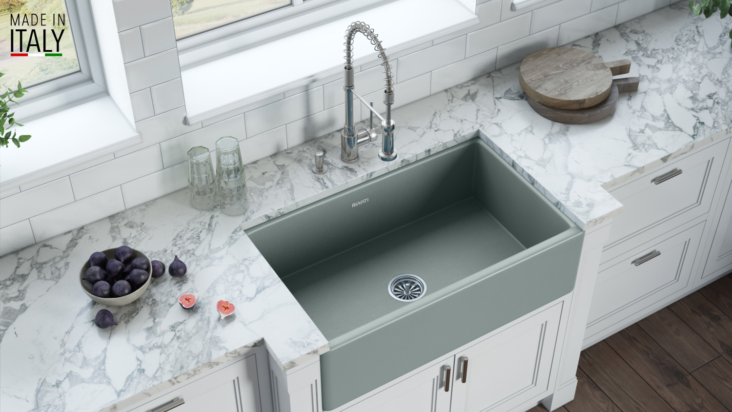  Ruvati Kitchen Sink Single Bowl Sinks Horizon Gray