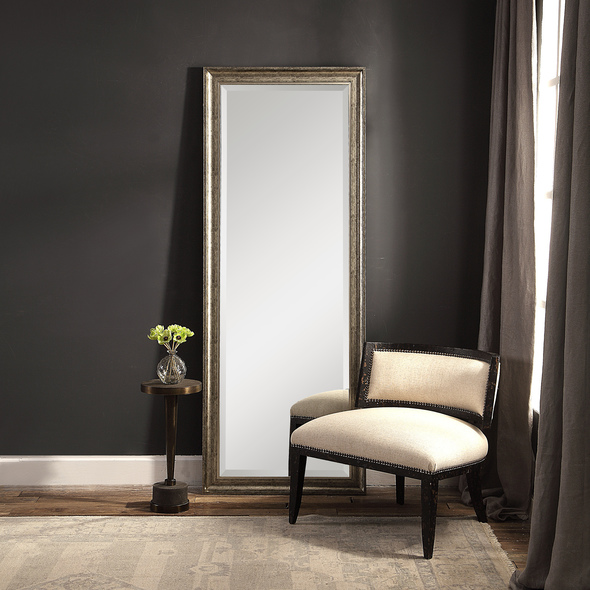  Uttermost Burnished Silver Mirror Mirrors This Versatile Piece Features A Sloped Surface With A Metallic, Burnished Silver Wrapped Finish, Accented With A Coordinating Brighter Silver Inner Edge.