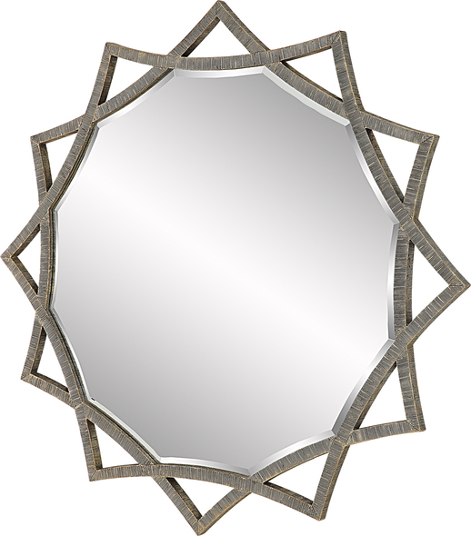 Uttermost Antique Gold Star Mirror Mirrors This Mirror Features An Antique Gold Finished Frame With Organic Ribbed Texture, Adding A Subtle Tribal Feel. Mirror Is Completed By A 1" Bevel.