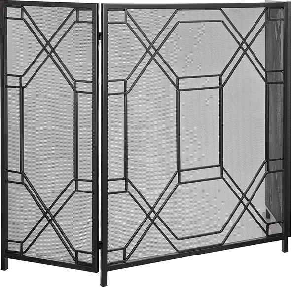 Uttermost Fireplace Screen Fireplace Mantels and Accessores Forged Iron Fireplace Screen Features A Geometric Design In A Satin Black Finish. The Center Panel Is 26" Wide And The Side Panels Are Each 13" Wide.
