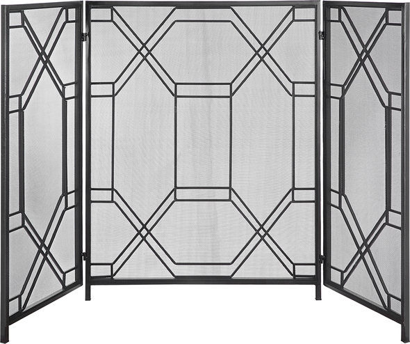 Uttermost Fireplace Screen Fireplace Mantels and Accessores Forged Iron Fireplace Screen Features A Geometric Design In A Satin Black Finish. The Center Panel Is 26" Wide And The Side Panels Are Each 13" Wide.