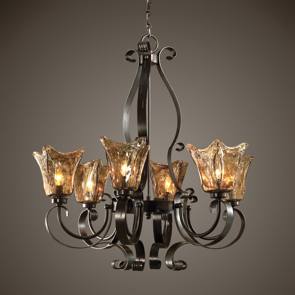  Uttermost Chandeliers Chandelier Oil Rubbed Bronze With Toffee Art Glass Shades. Carolyn Kinder