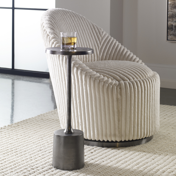 Uttermost Accent & End Tables Accent Tables Minimalist In Style With A Chunky Base, This Solid Aluminum Drink Table Features A Textured Finish In Antique Nickel.
